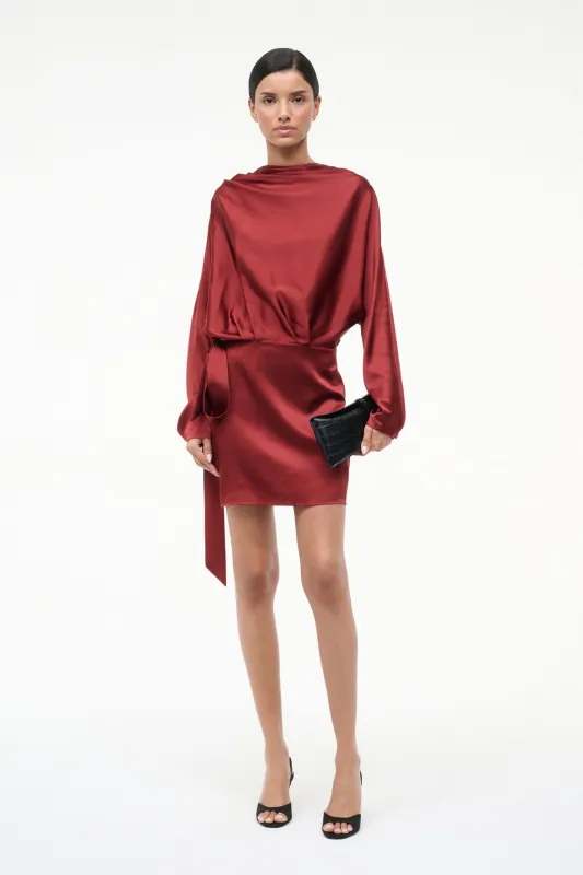 PHOEBE SILK MINI DRESS | SANGRIA sold by STAUD
