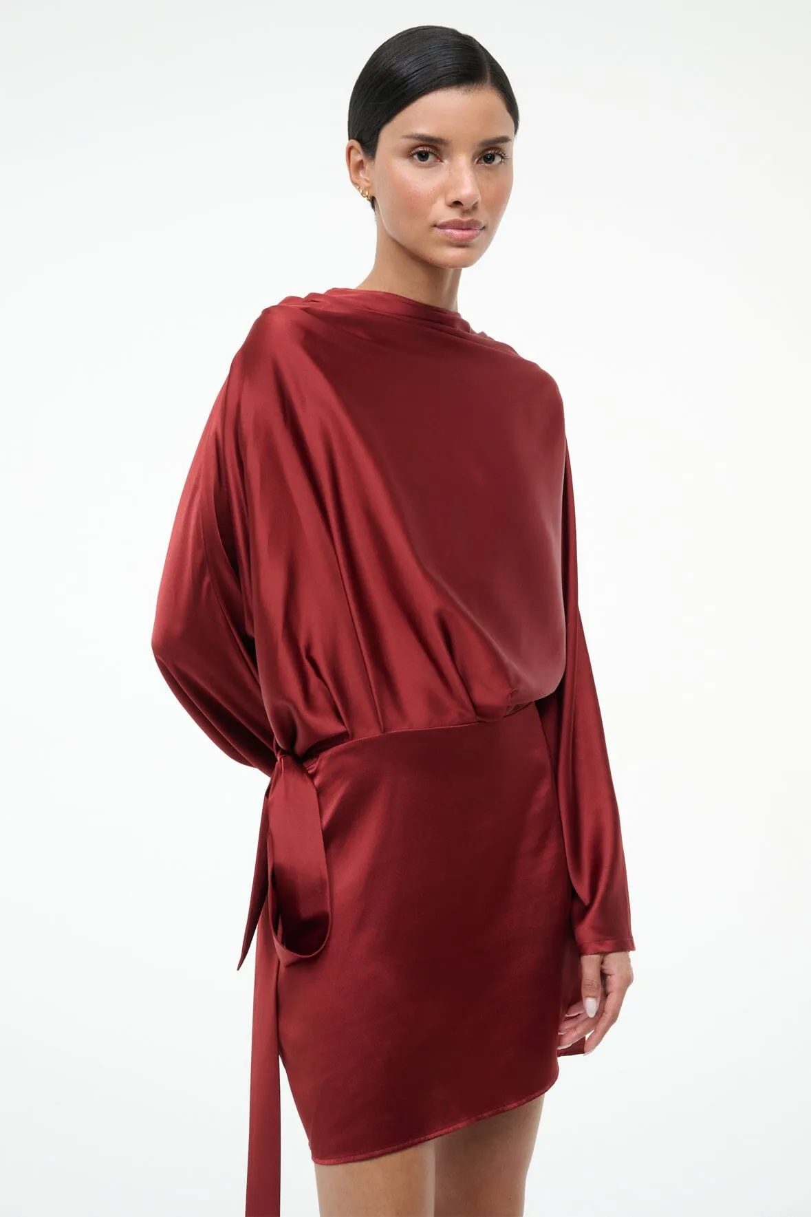 PHOEBE SILK MINI DRESS | SANGRIA sold by STAUD product image thumbnail 4