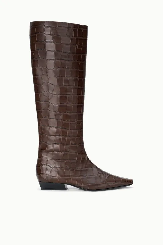 WALLY FLAT BOOT | ESPRESSO CROCO sold by STAUD