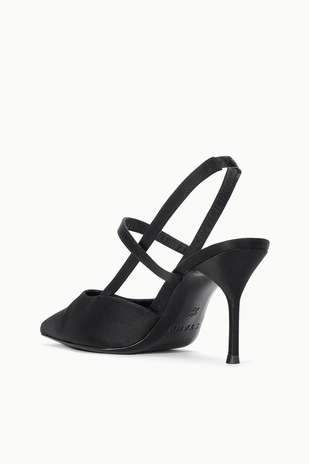 SEBASTIAN HIGH HEEL SLINGBACK | BLACK SATIN sold by STAUD product image thumbnail 5