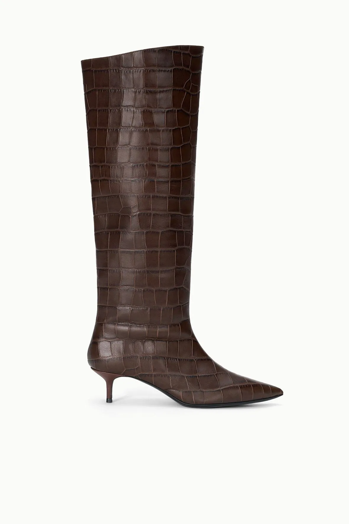 SEBASTIAN KITTEN HEEL BOOT | ESPRESSO CROCO sold by STAUD