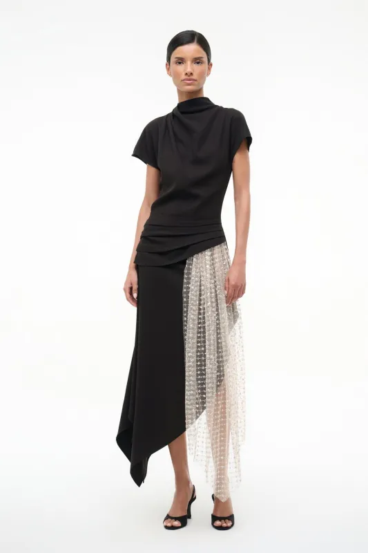 EFFIE DRESS | BLACK STARDUST sold by STAUD