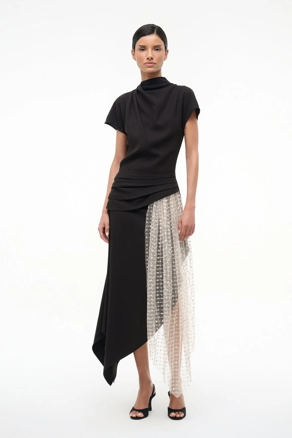 EFFIE DRESS | BLACK STARDUST sold by STAUD