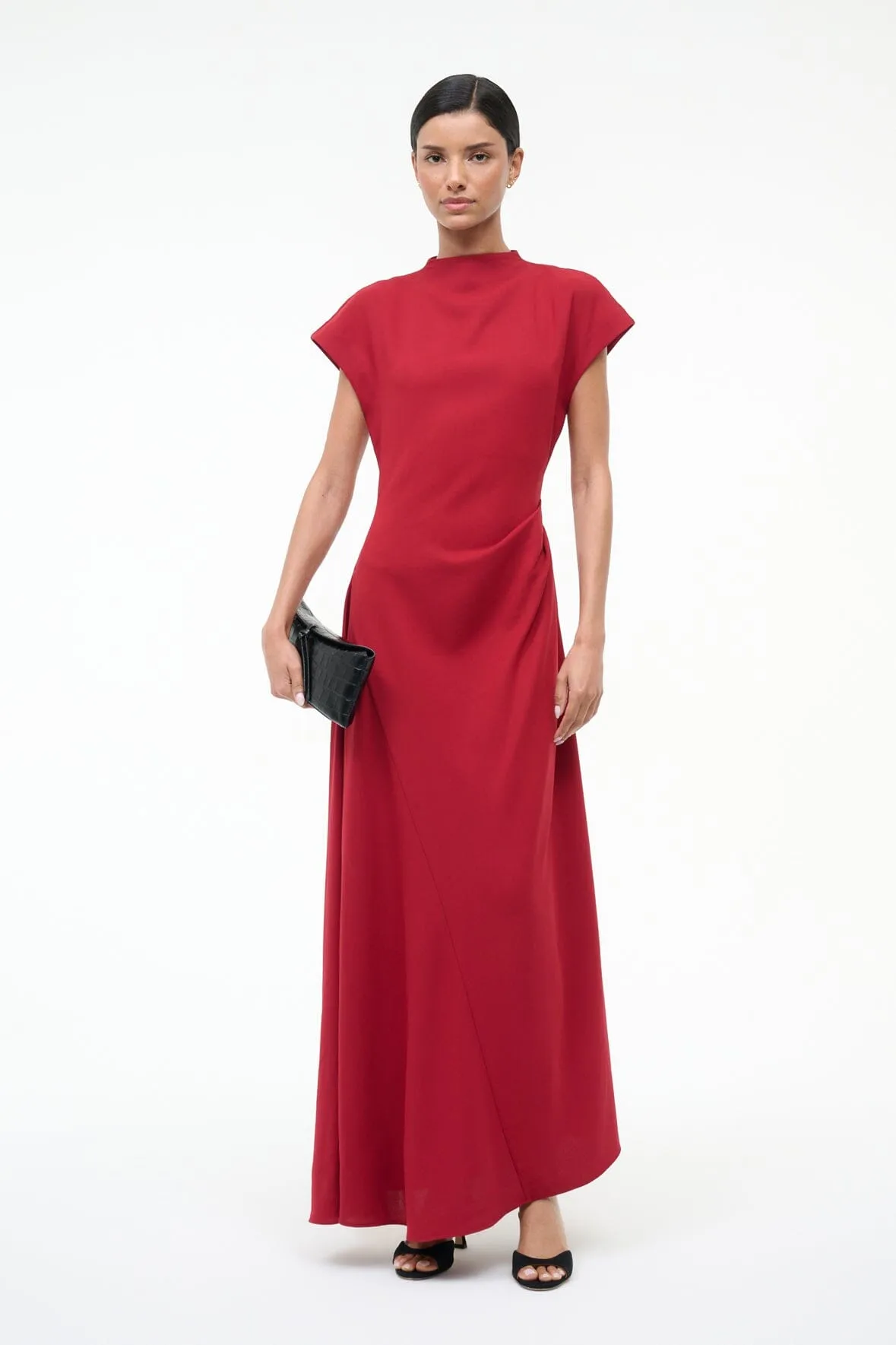 ZAYA DRESS | POMEGRANATE sold by STAUD