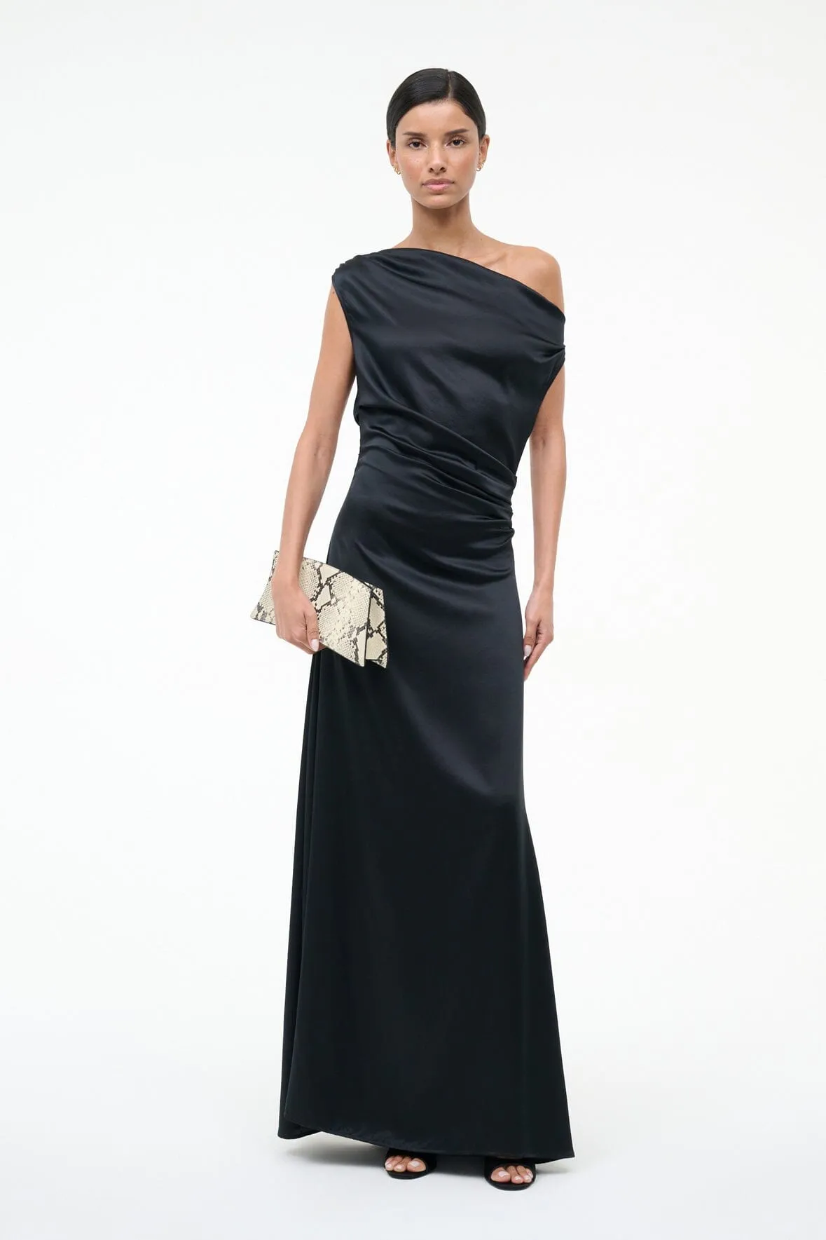 MAXI PHARE SILK DRESS | BLACK sold by STAUD