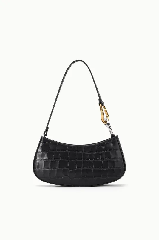 OLLIE BAG | BLACK CROCO sold by STAUD