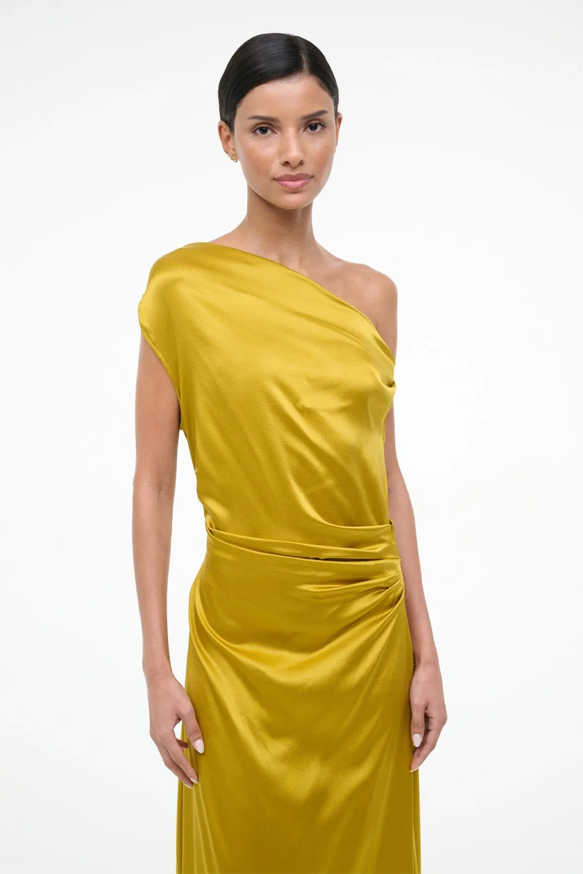 MAXI PHARE SILK DRESS | TURMERIC sold by STAUD product image thumbnail 4
