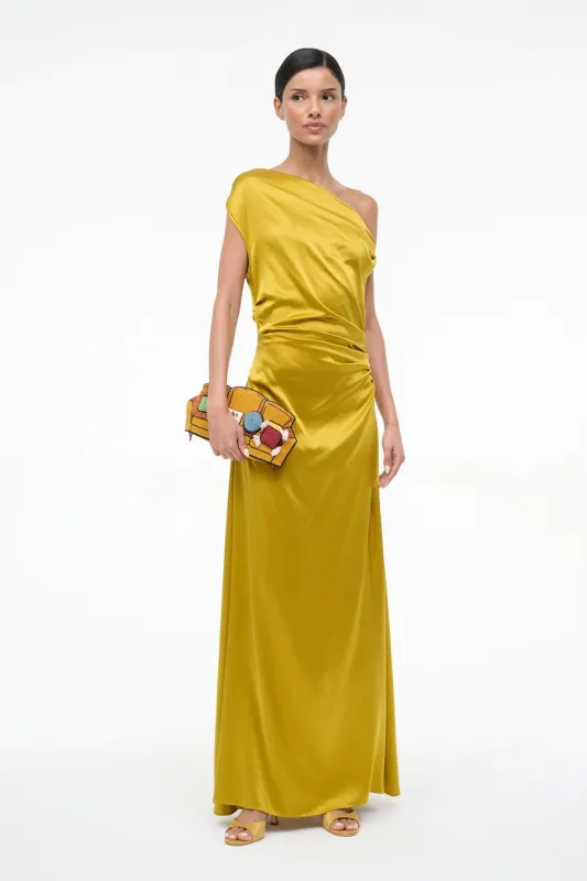MAXI PHARE SILK DRESS | TURMERIC sold by STAUD