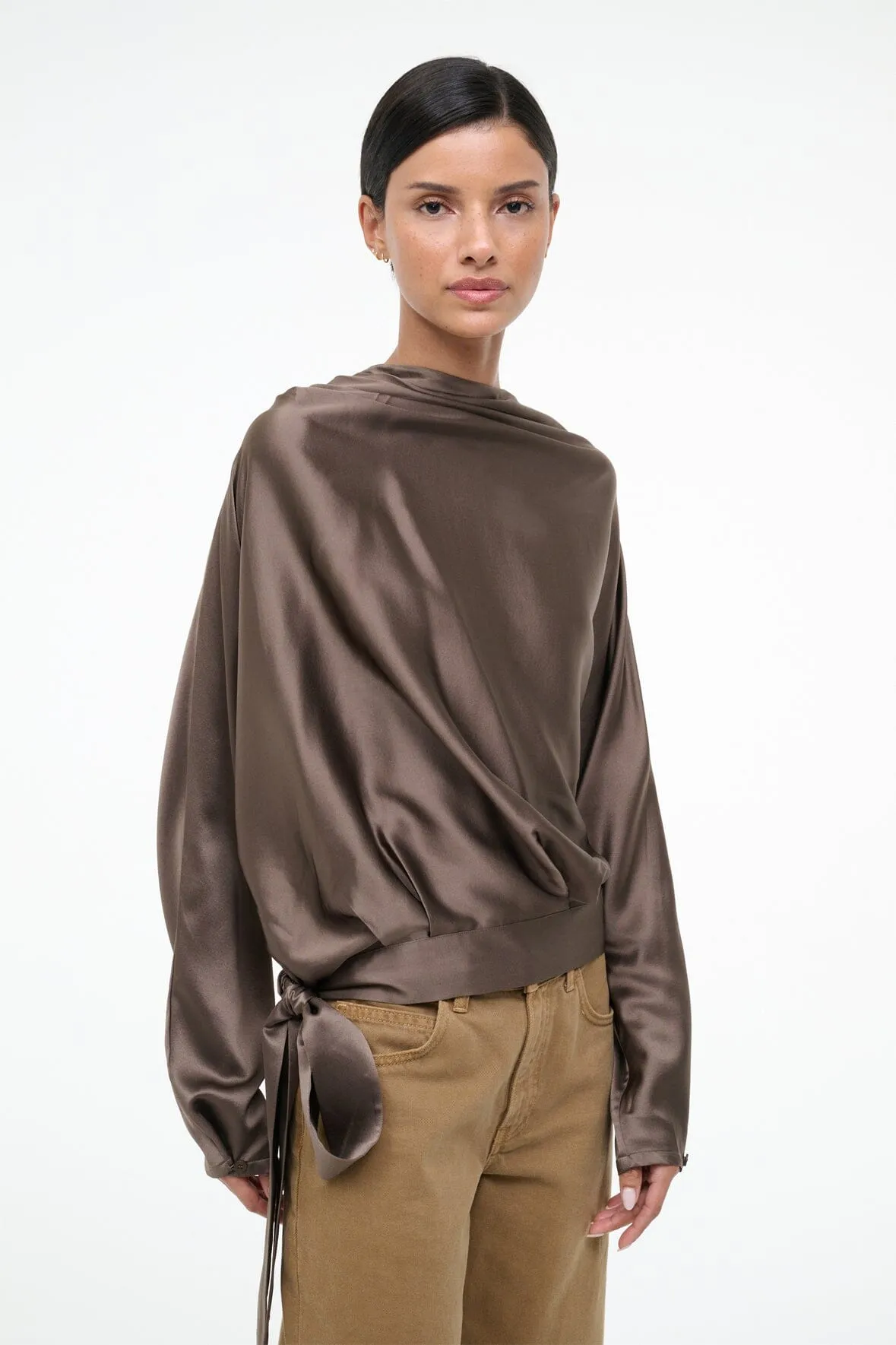 PHOEBE SILK TOP | TRUFFLE sold by STAUD product image thumbnail 2