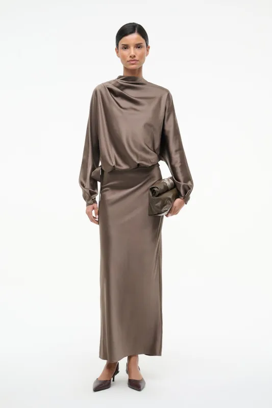 PHOEBE SILK DRESS | TRUFFLE sold by STAUD
