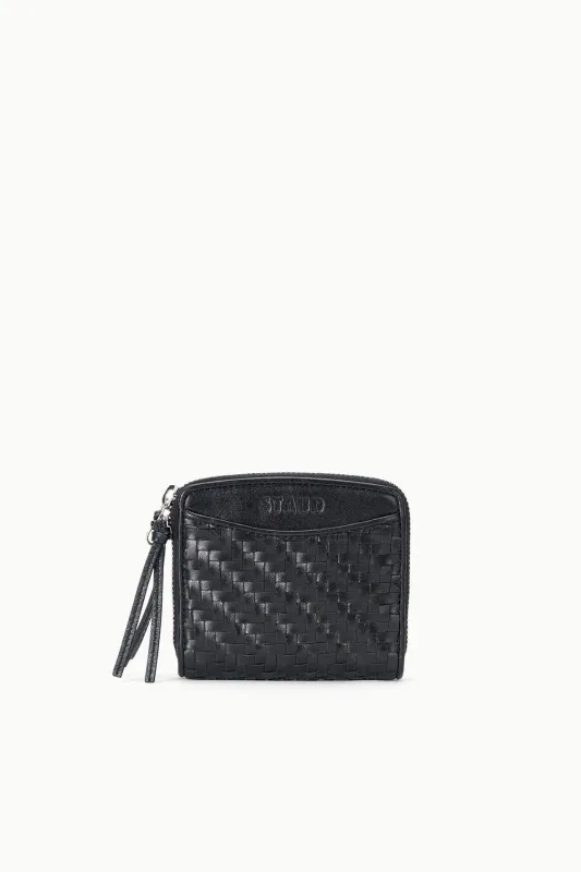 MAE HAND-WOVEN WALLET | BLACK WOVEN sold by STAUD