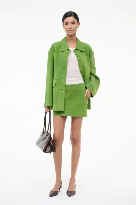 CREST SKIRT | LEAF SUEDE made by STAUD