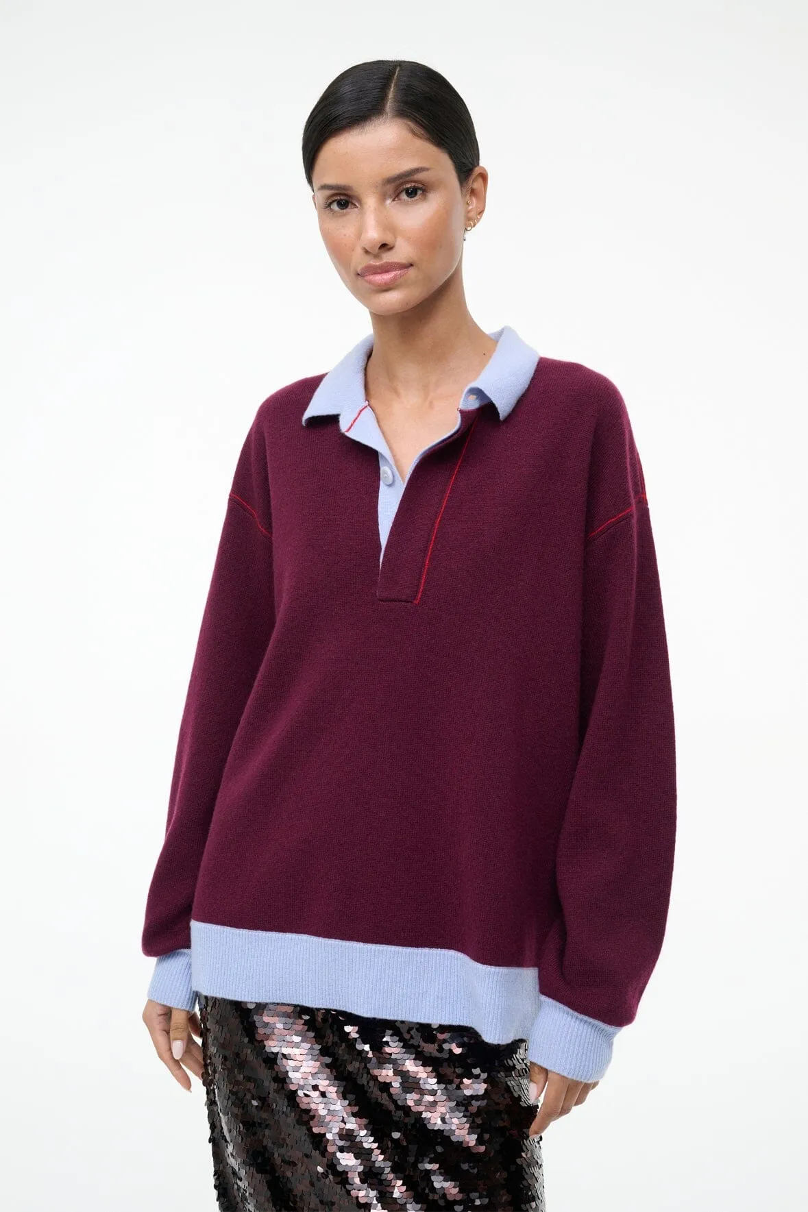 MICHAEL CASHMERE SWEATER | CRIMSON sold by STAUD product image thumbnail 3