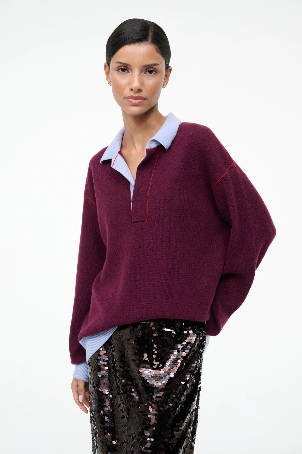 MICHAEL CASHMERE SWEATER | CRIMSON sold by STAUD
