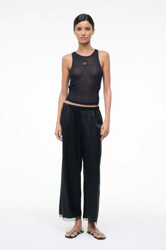 KIRBY SILK CROPPED PANT | BLACK sold by STAUD
