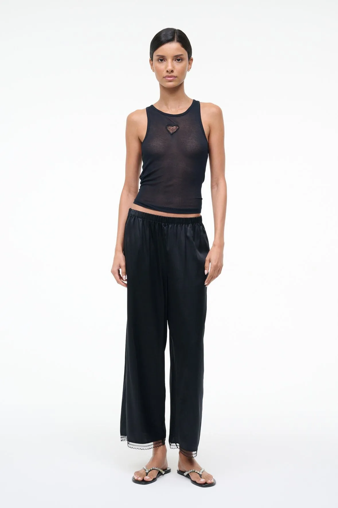 KIRBY SILK CROPPED PANT | BLACK sold by STAUD