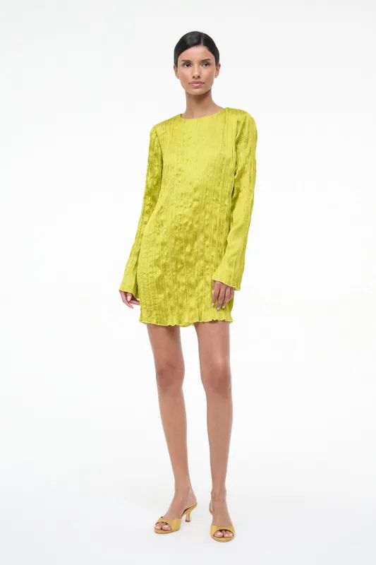 KONA DRESS | CHARTREUSE PLISSE sold by STAUD