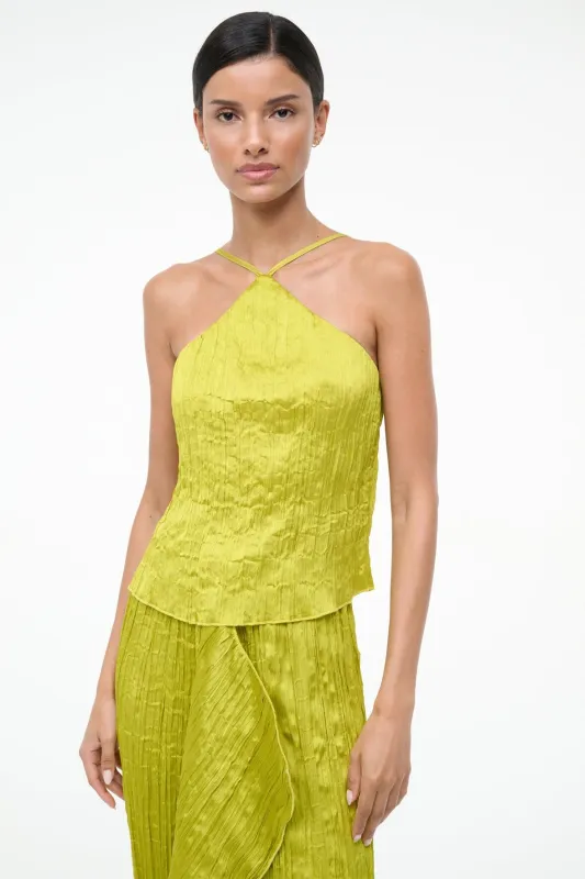 AKARI TOP | CHARTREUSE PLISSE sold by STAUD