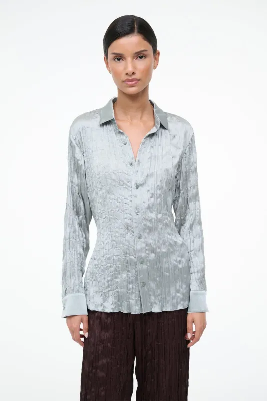 SUKI SHIRT | SILVER SAGE PLISSE sold by STAUD