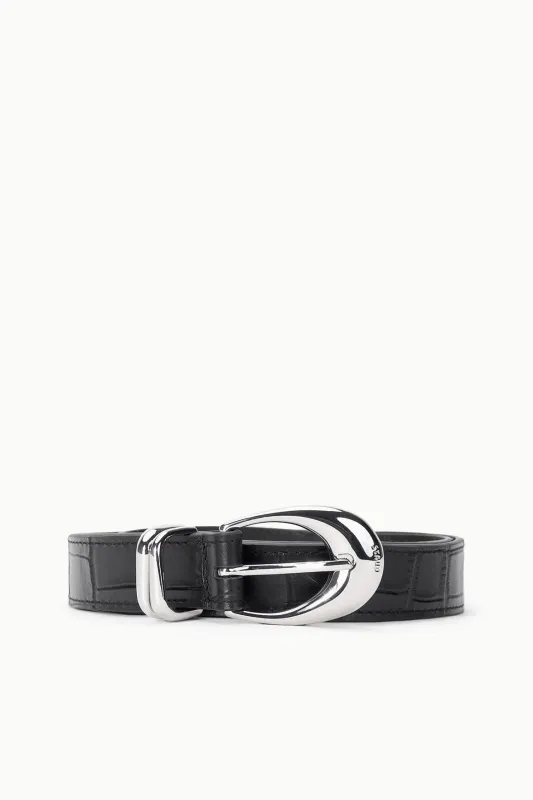 MOON BUCKLE BELT | BLACK CROCO sold by STAUD