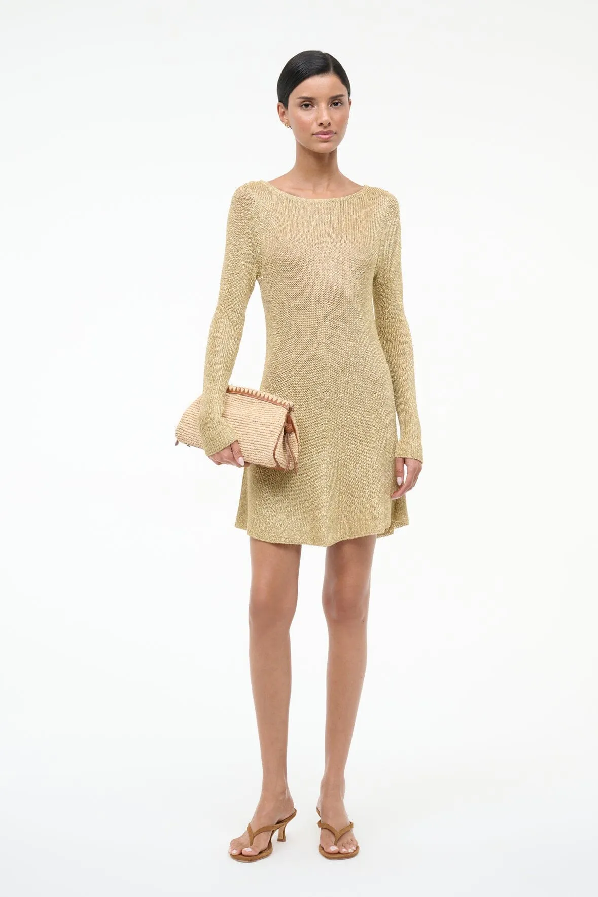 NIKITTA MINI DRESS | GOLD sold by STAUD