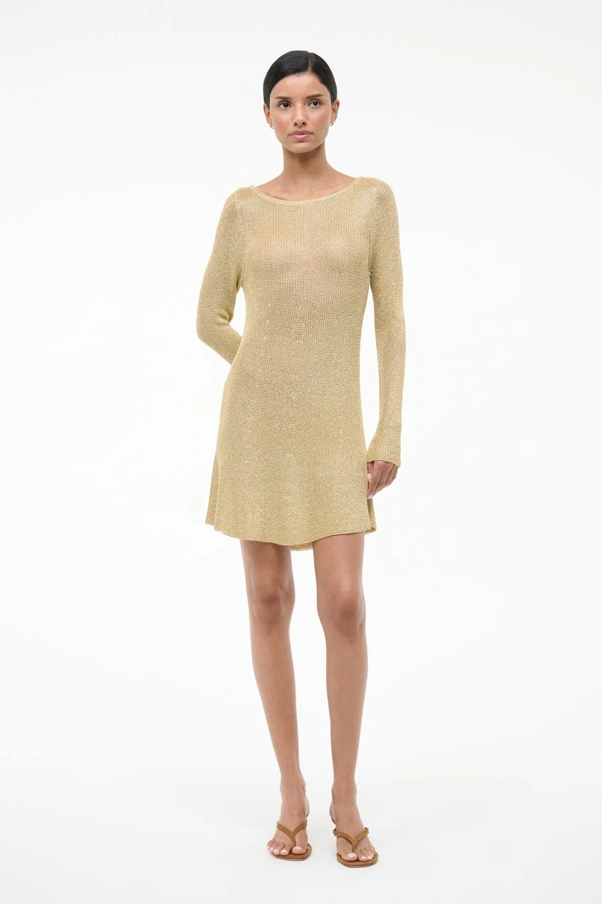NIKITTA MINI DRESS | GOLD sold by STAUD product image thumbnail 3