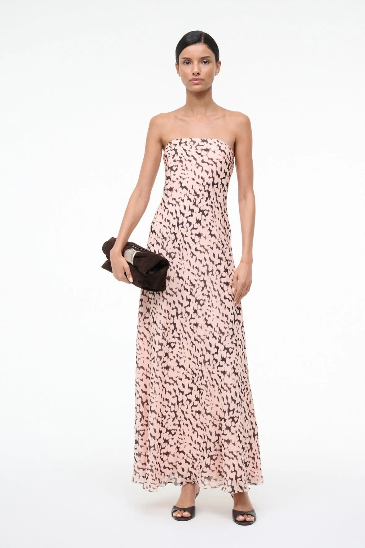 CASSIE SILK DRESS | ALMOND BLACK sold by STAUD