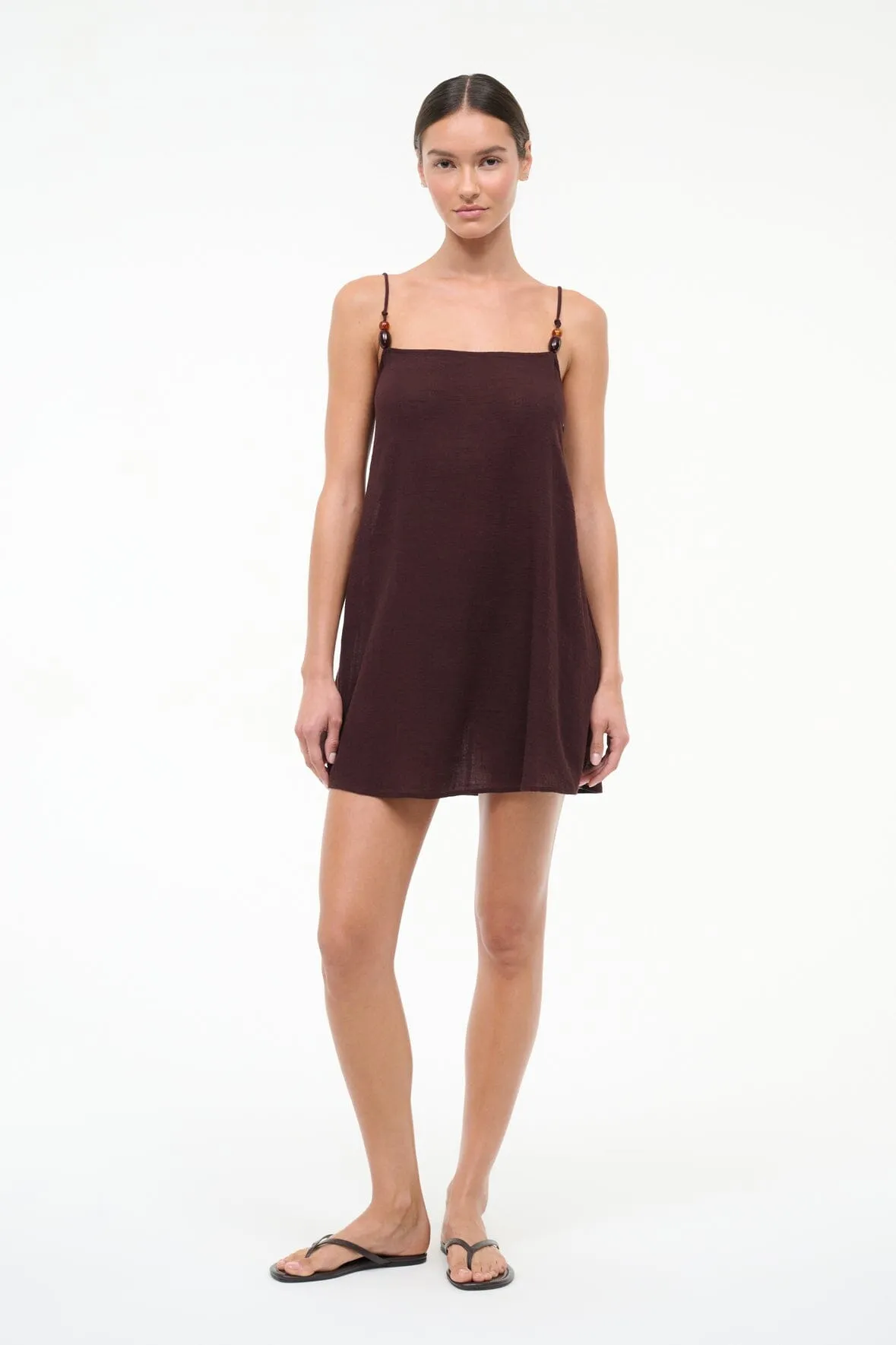 LAURA MINI COVERUP DRESS | DARK CHOCOLATE sold by STAUD