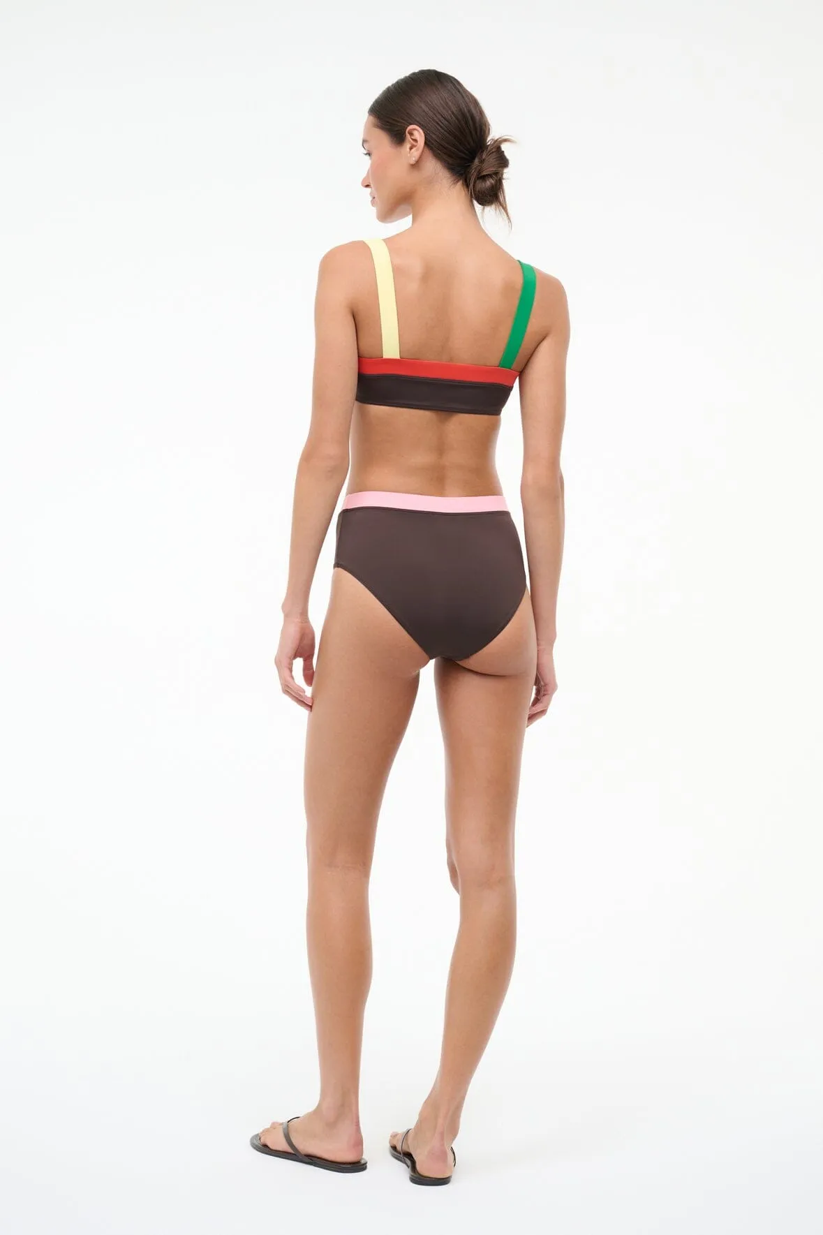 DEVON HIGH RISE BIKINI BOTTOM | DARK CHOCOLATE MULTI sold by STAUD product image thumbnail 3