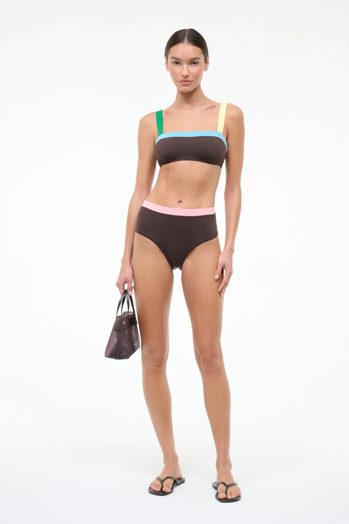 LIV BIKINI TOP | DARK CHOCOLATE MULTI sold by STAUD