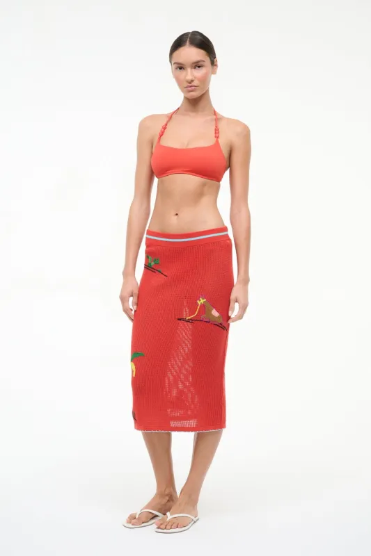 LEVANTE COVERUP SKIRT | RIVIERA FLAME sold by STAUD