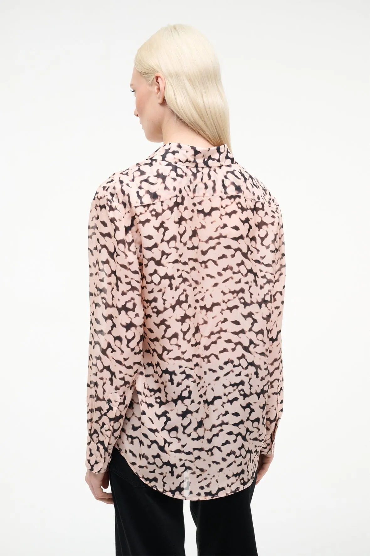 ROXBURY SILK SHIRT | ALMOND BLACK sold by STAUD product image thumbnail 3