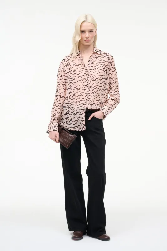 ROXBURY SILK SHIRT | ALMOND BLACK sold by STAUD