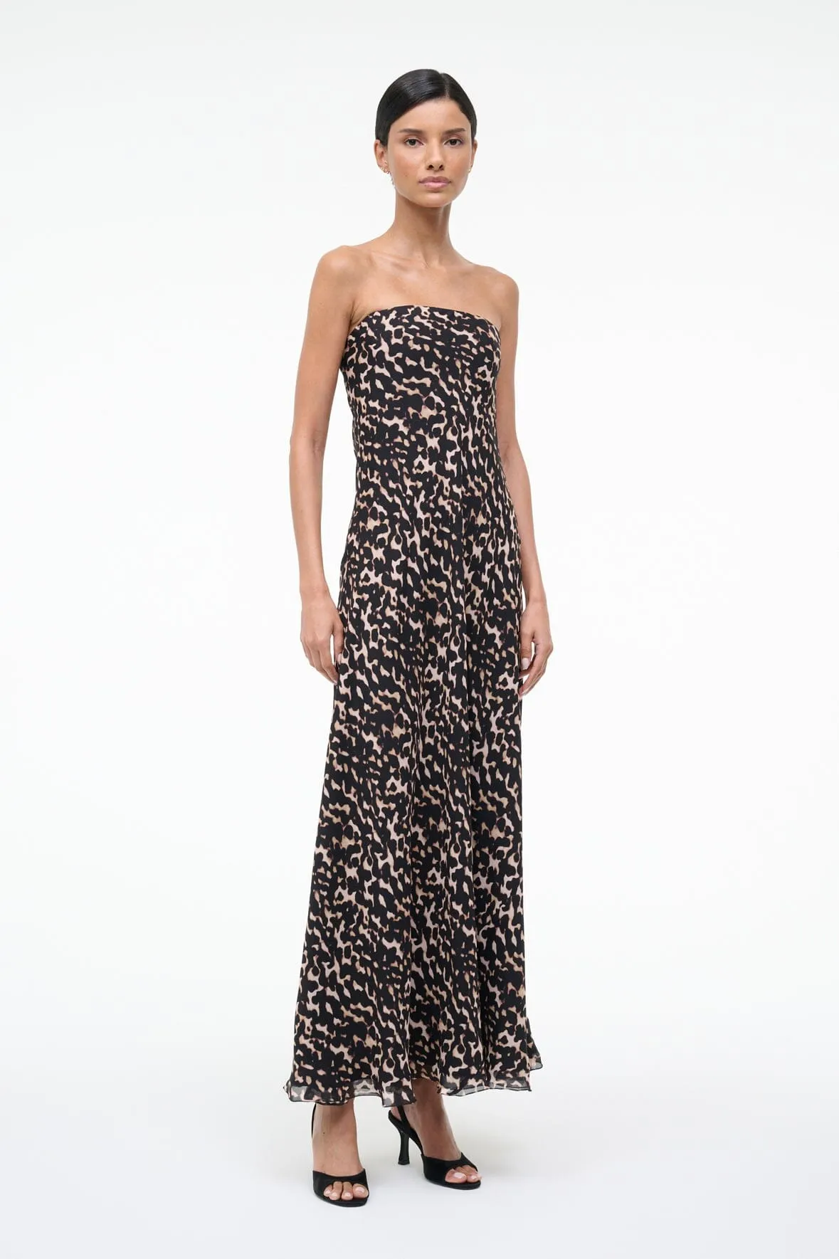 CASSIE SILK DRESS | TORTOISE sold by STAUD product image thumbnail 3