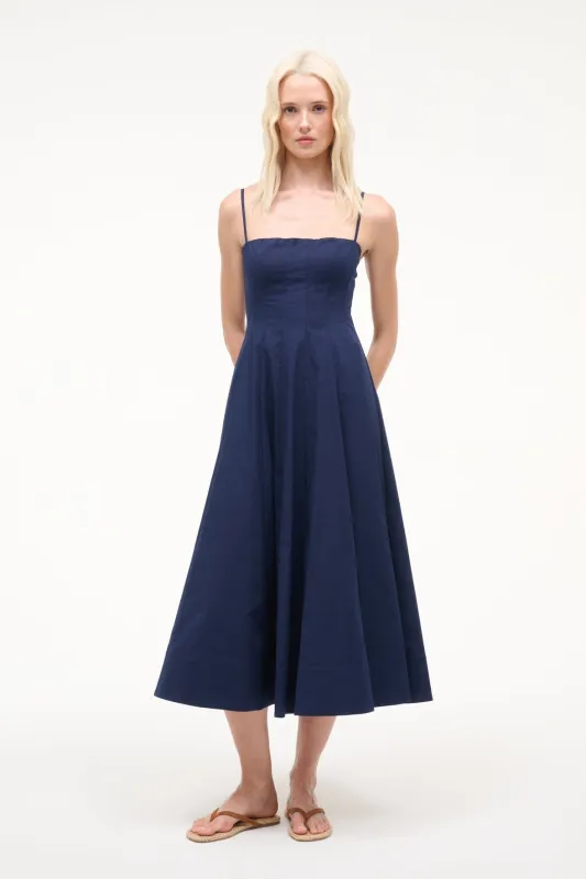 WYLIE DRESS | NAVY sold by STAUD