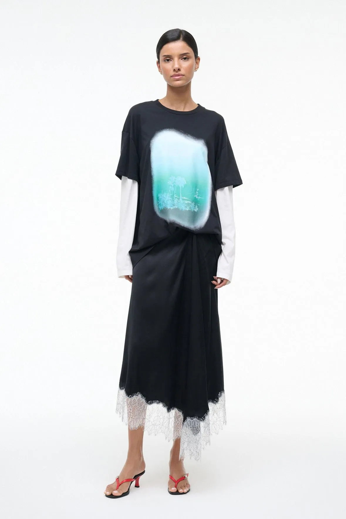 SONOMA SILK SKIRT | BLACK sold by STAUD