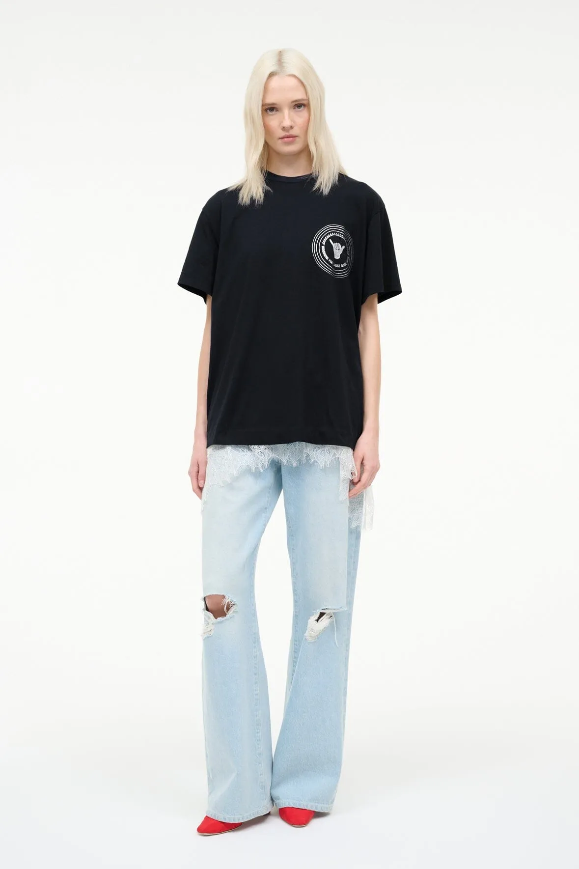 NEWPORT OVERSIZED TEE | GOOD VIBES sold by STAUD