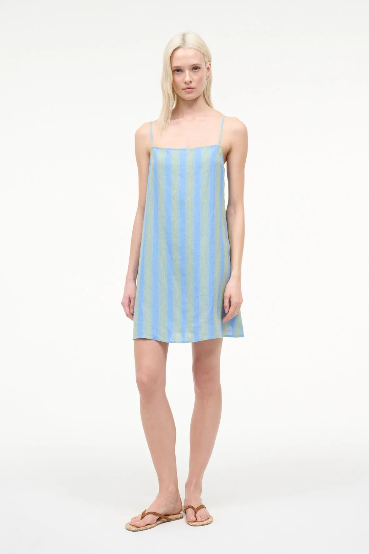 LAURA LINEN MINI DRESS | SEAPORT STRIPE sold by STAUD