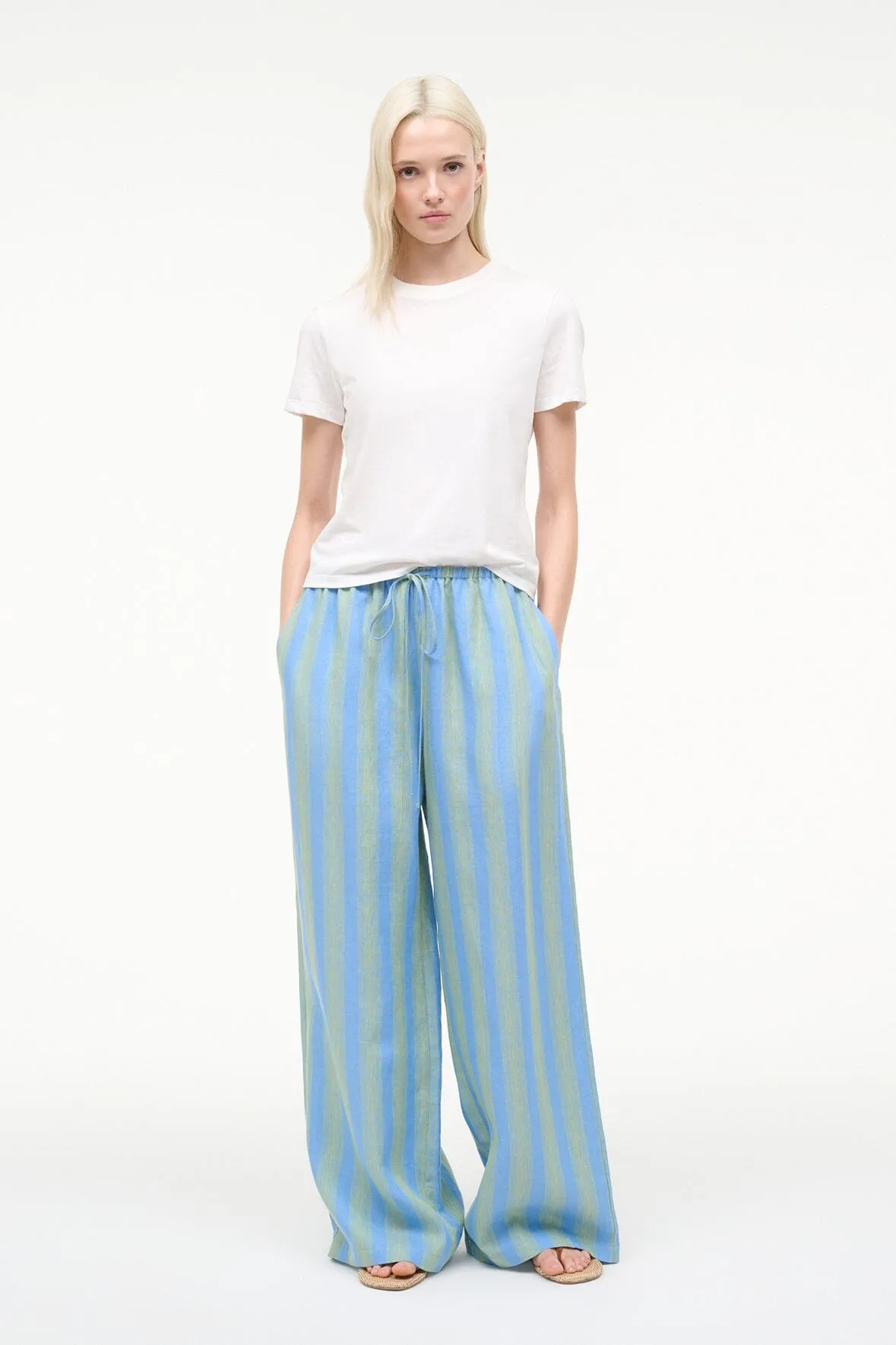 MATEO LINEN PANT | SEAPORT STRIPE sold by STAUD