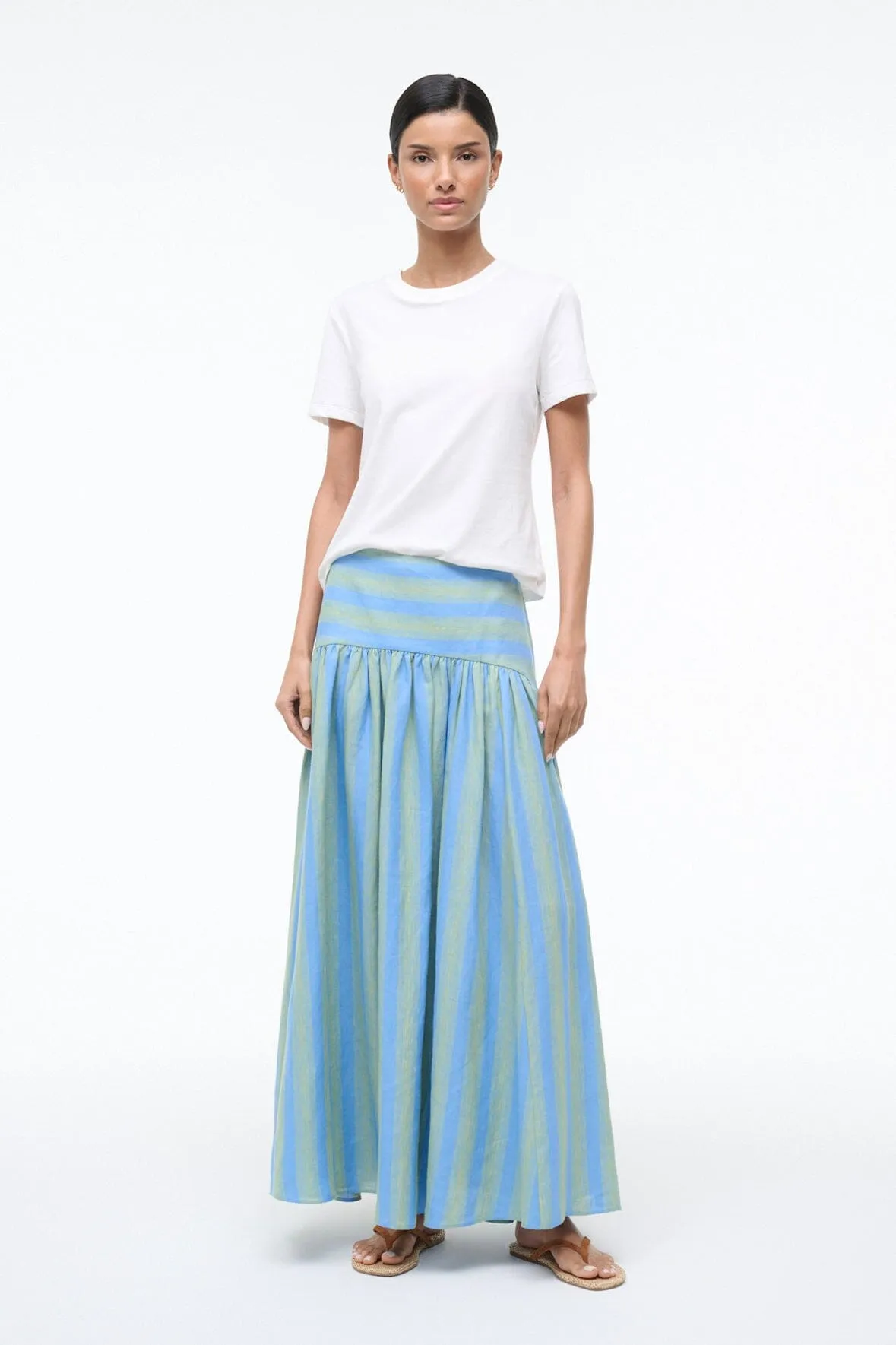 PROCIDA LINEN SKIRT | SEAPORT STRIPE sold by STAUD