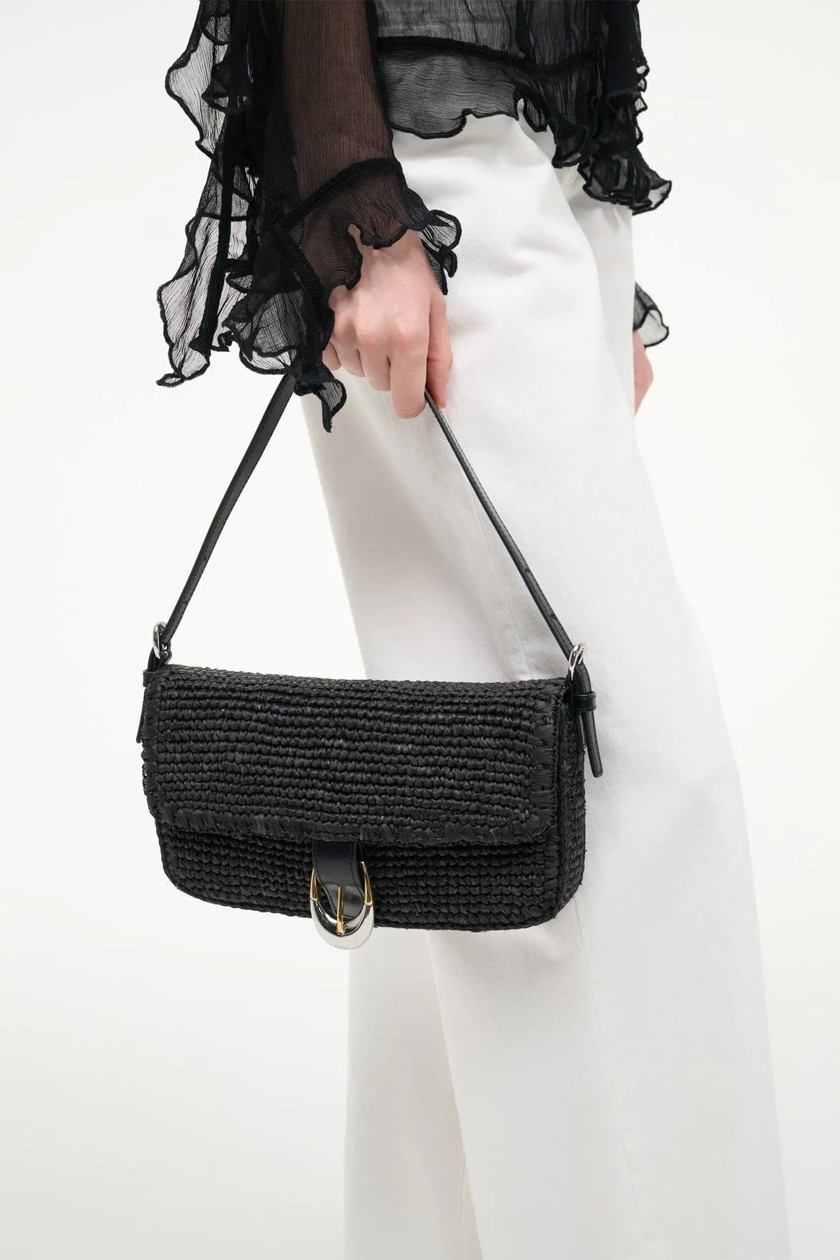 HARLOW RAFFIA BAG | BLACK RAFFIA sold by STAUD product image thumbnail 4