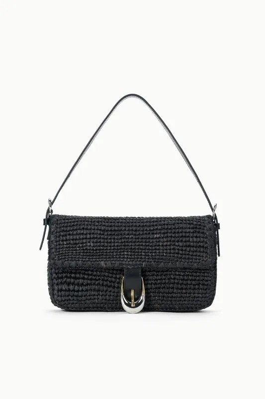 HARLOW RAFFIA BAG | BLACK RAFFIA sold by STAUD
