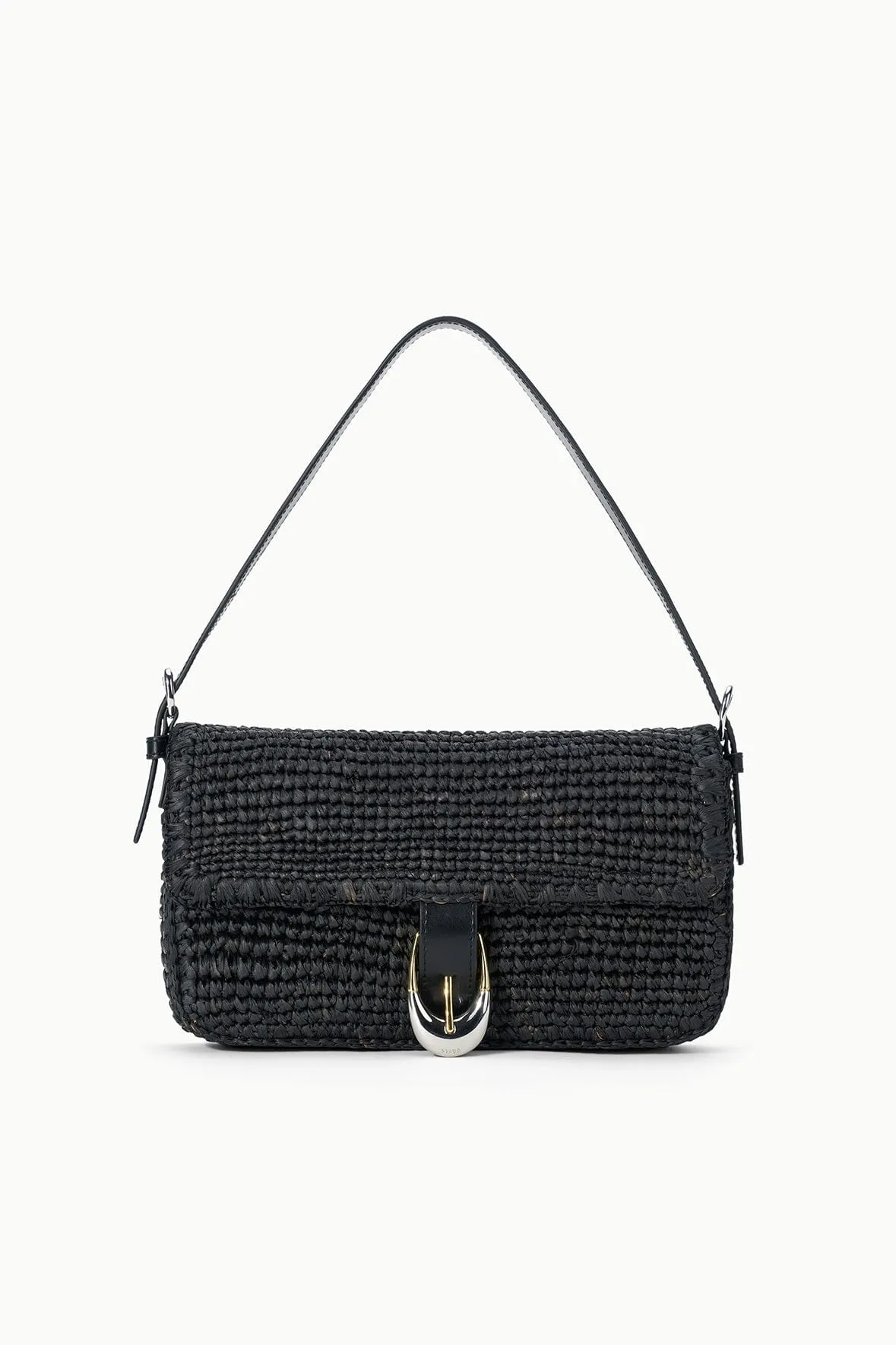 HARLOW RAFFIA BAG | BLACK RAFFIA sold by STAUD