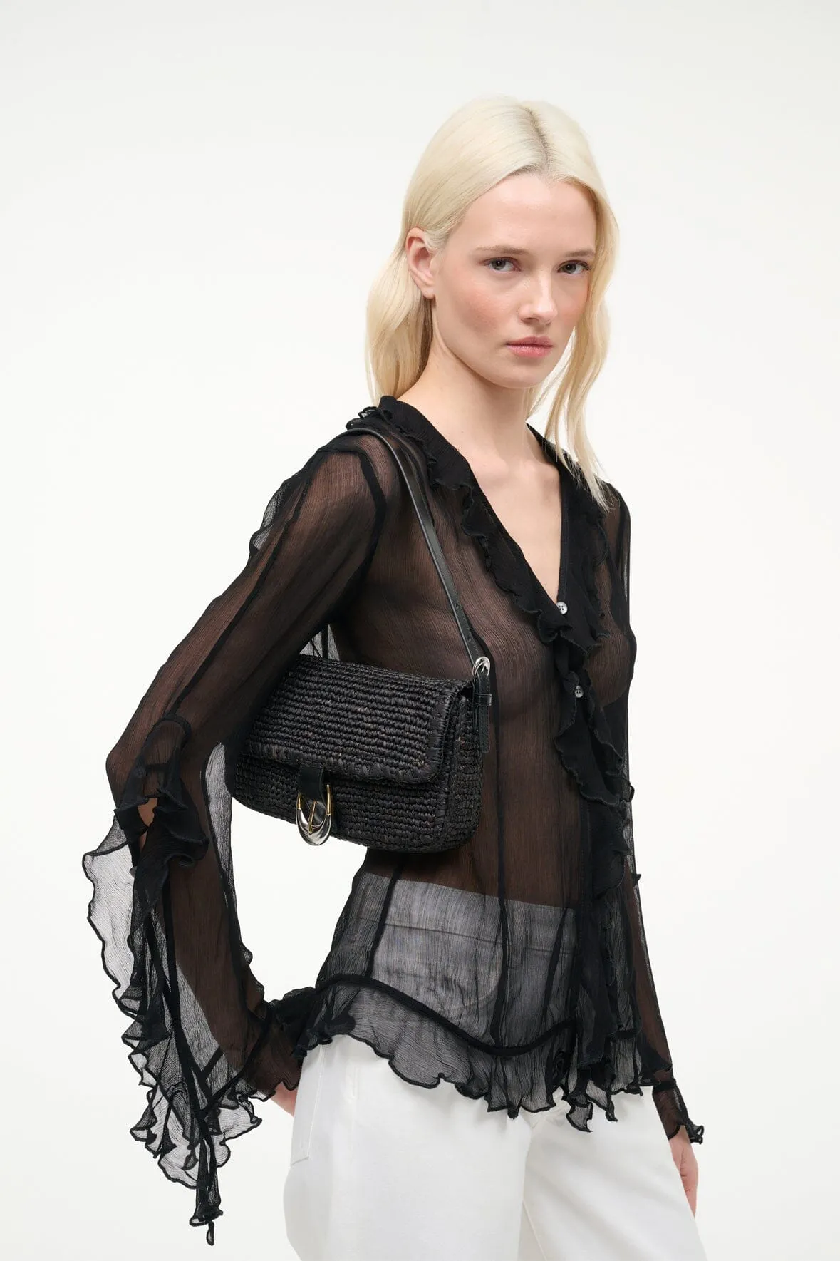 HARLOW RAFFIA BAG | BLACK RAFFIA sold by STAUD product image thumbnail 2