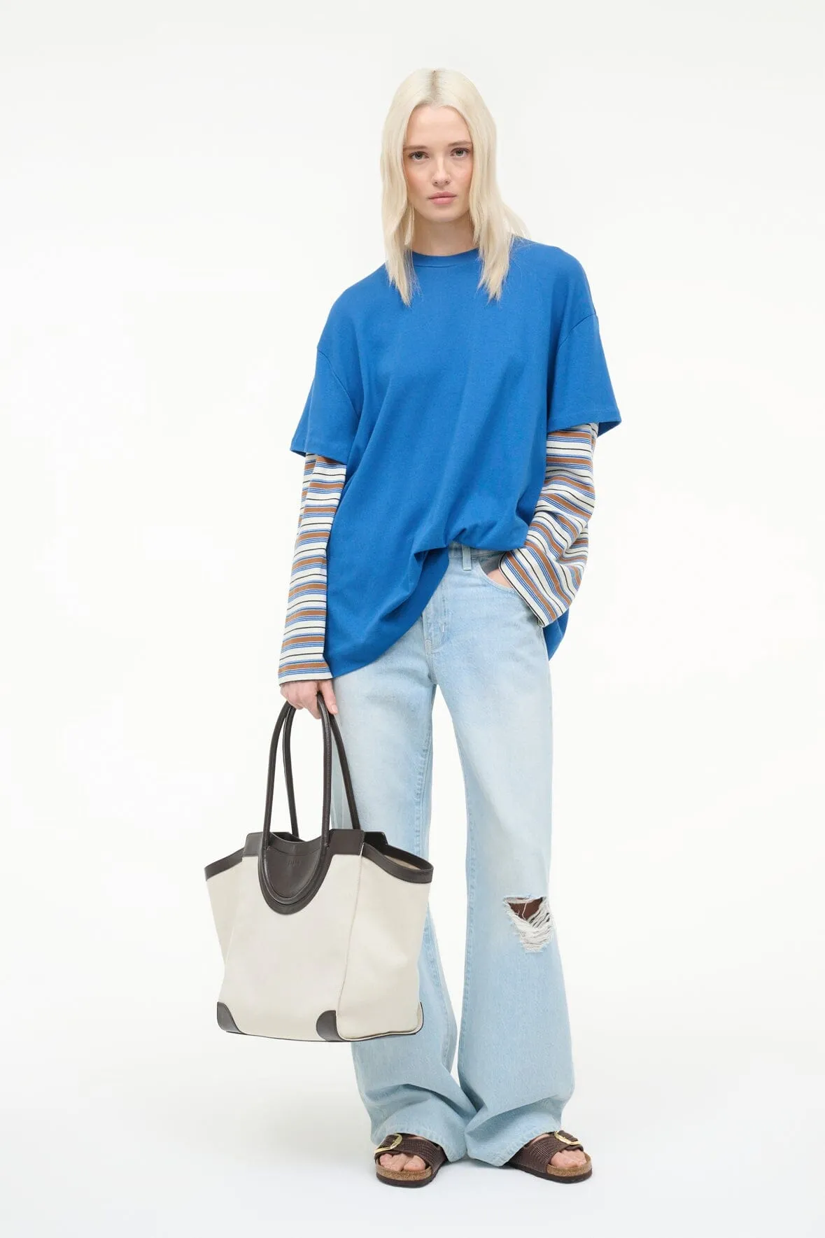 WILLIAM TEE | BLUE MOJAVE STRIPE sold by STAUD