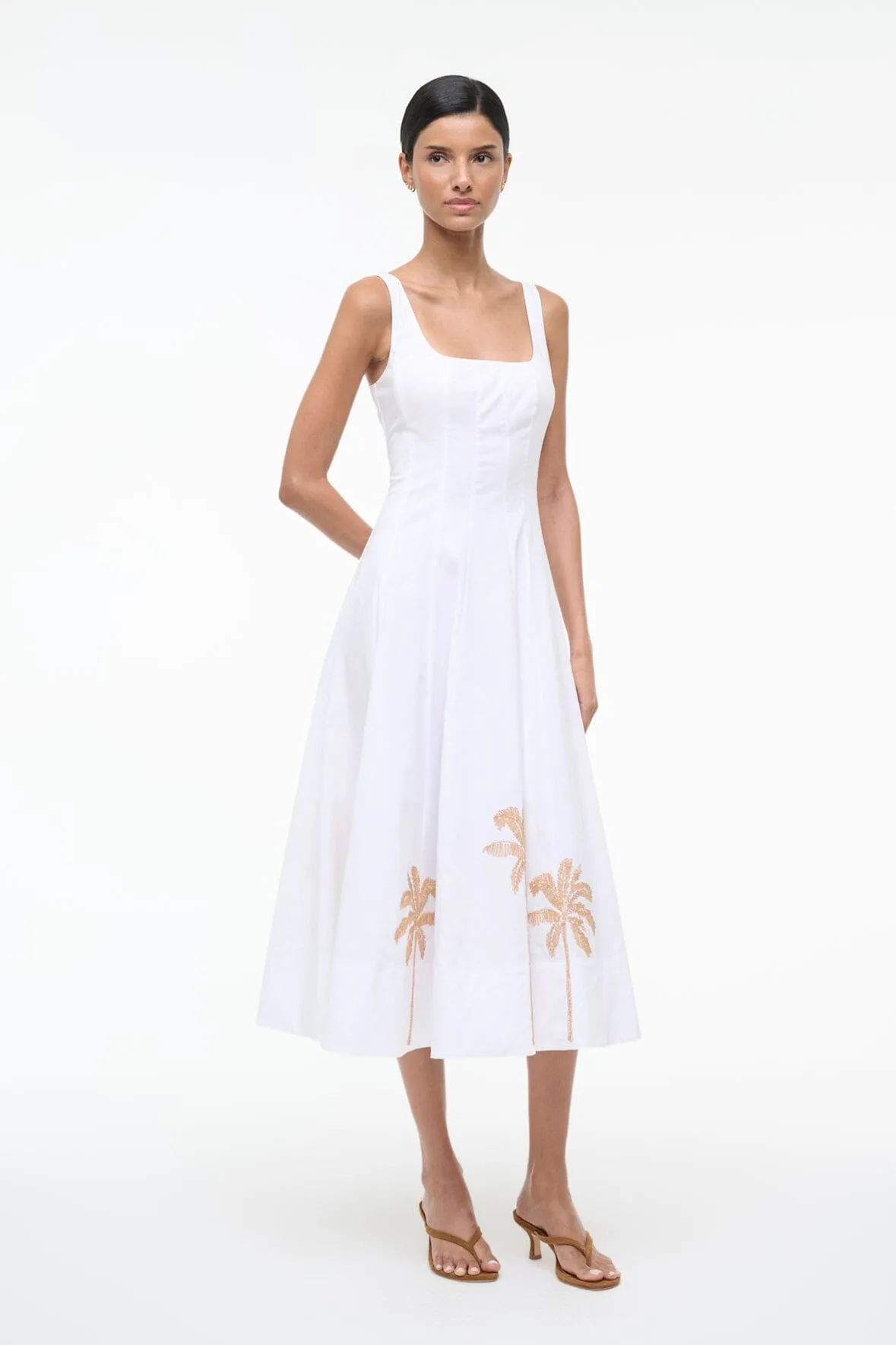 WELLS DRESS | PALM EMBROIDERY sold by STAUD product image thumbnail 3