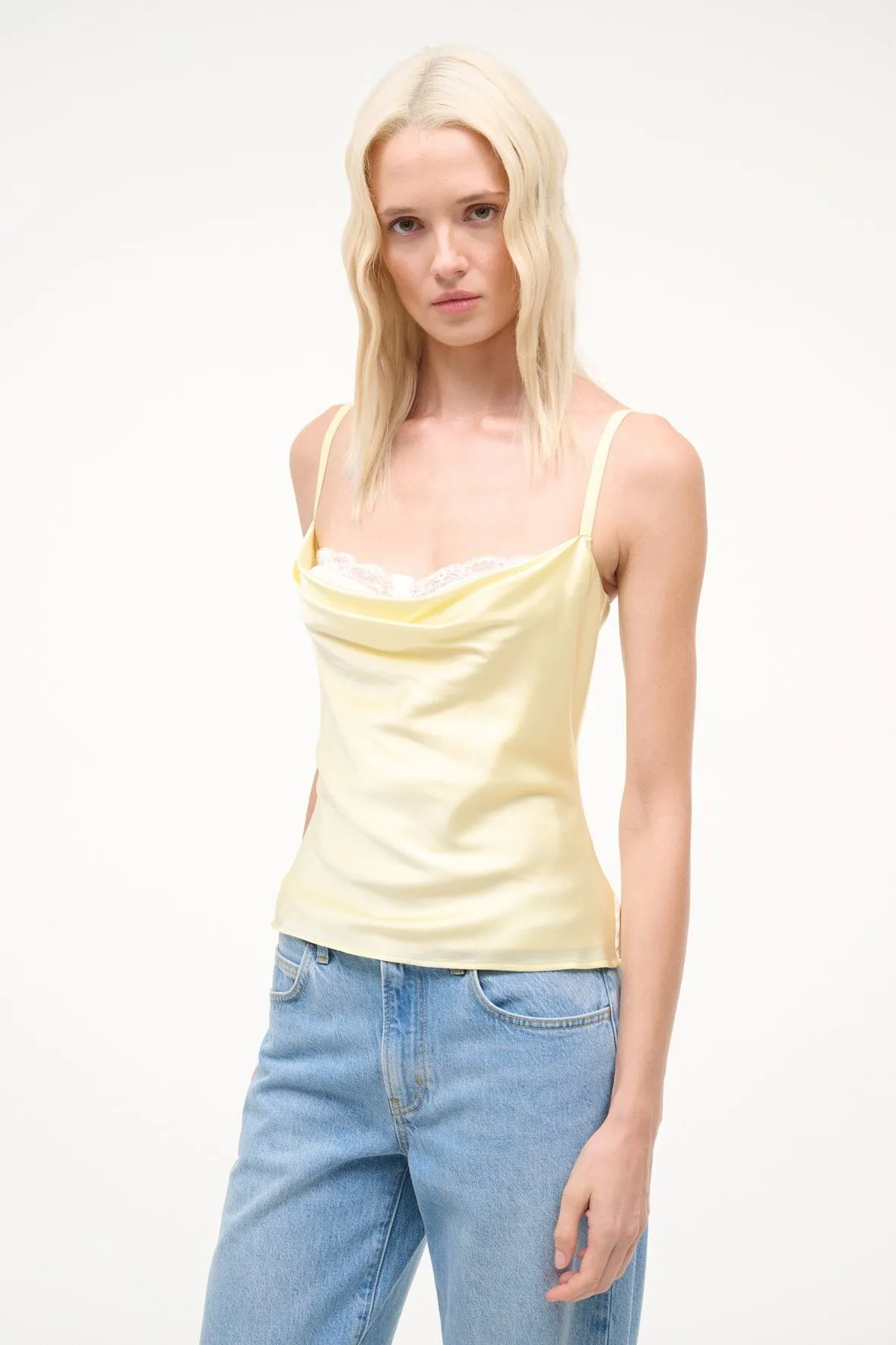 EVANGELINE SILK TOP | KEY LIME sold by STAUD