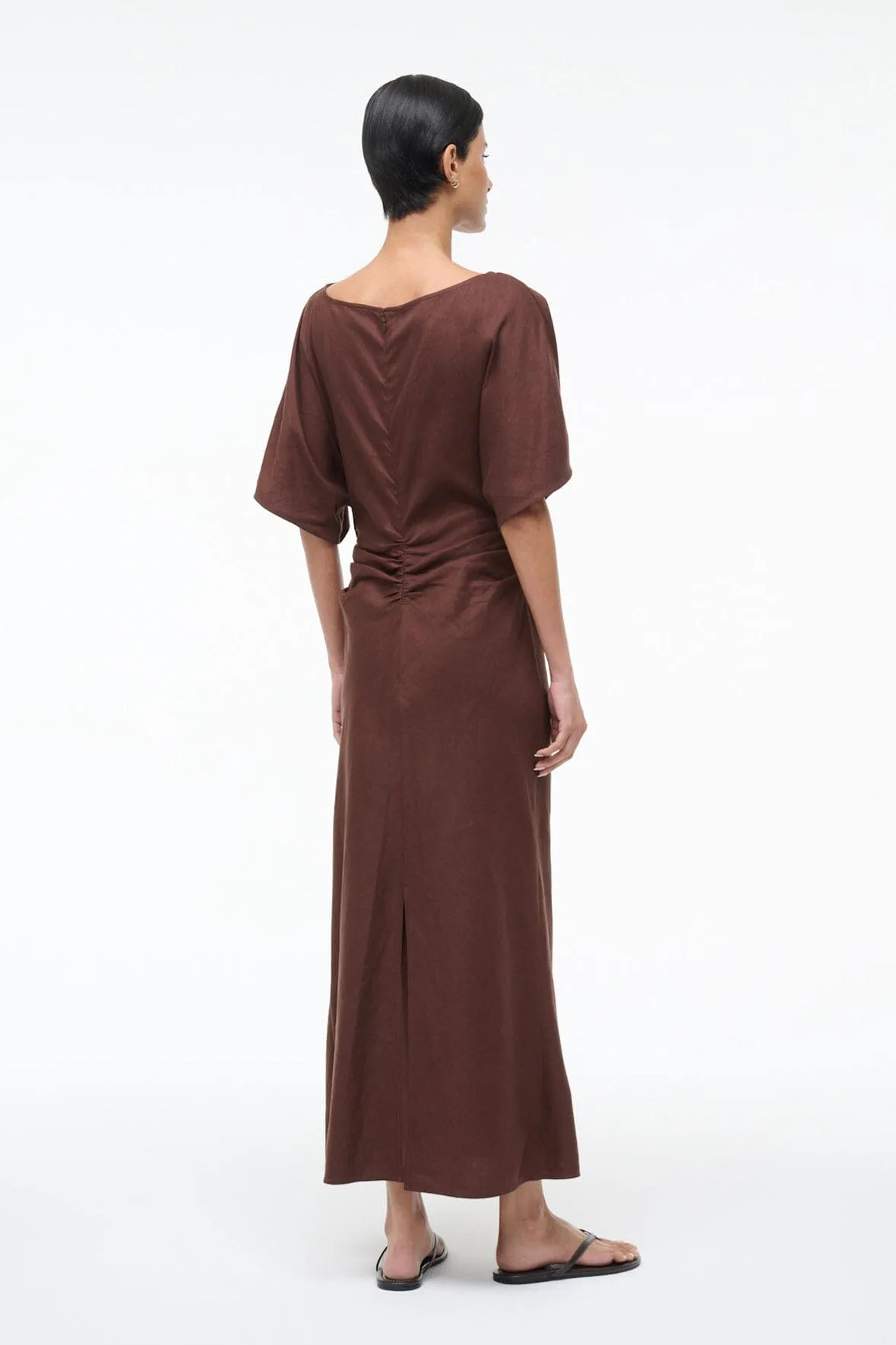 AMELIE LINEN DRESS | DARK OAK sold by STAUD product image thumbnail 5