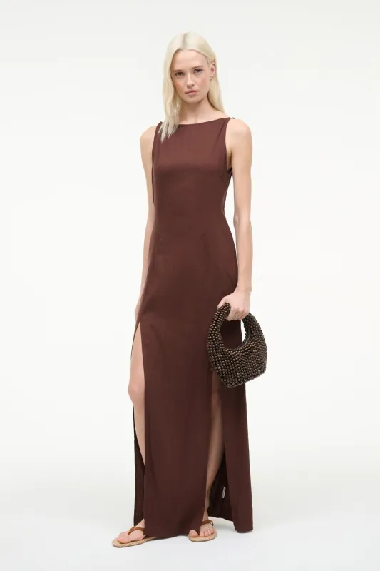 COSTA LINEN DRESS | DARK OAK sold by STAUD