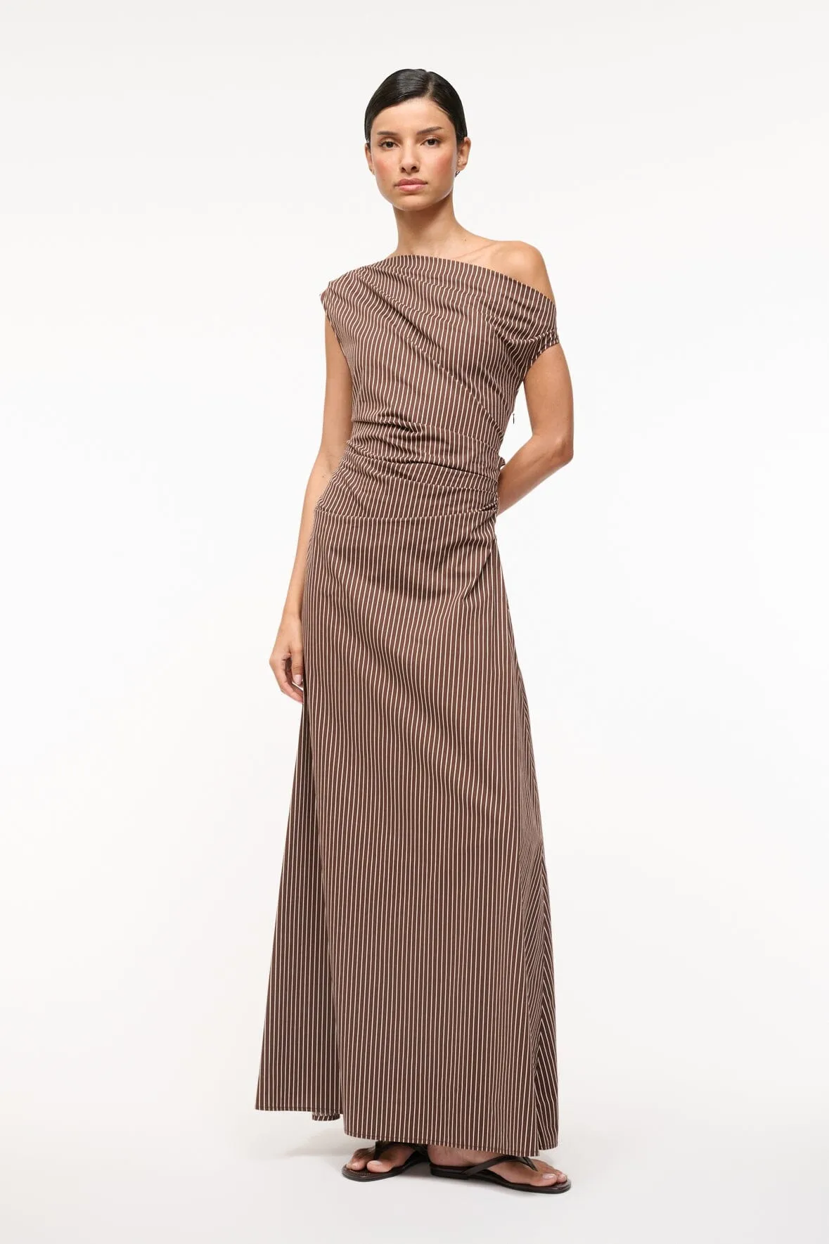PHARE MAXI DRESS | DARK OAK MICRO STRIPE sold by STAUD